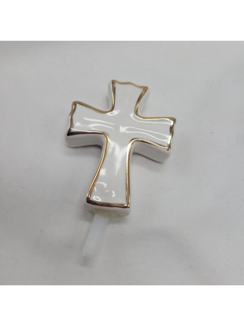 Nora Fleming White Cross Mini A176 Gold Trim Ceramic Religious Ornament 2.25" x - Picture 6 of 6